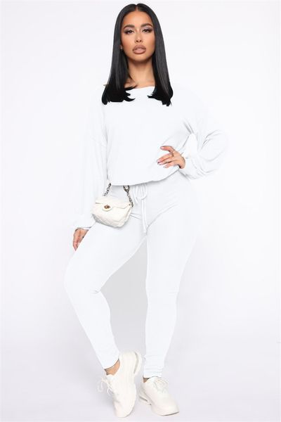 

women two piece outfits natural color womens tracksuits casual long sleeve long pants autumn winter women designer clothes, White