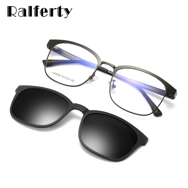 

ralferty polarized sunglasses magnetic clip on eyeglasses prescription myopia sunglasses men driving optic glasses customs z938, White;black