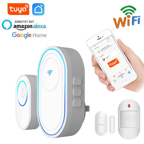 

туя wifi дверной сигнализация интеллектуальные беспроводной дверной звонок strobe smartlife приложение 58 звуковые извещатели совместимы 433
