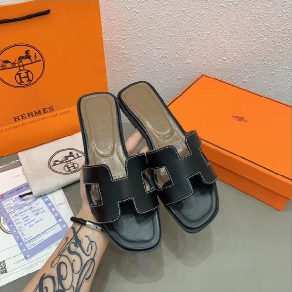 

22flip flop style slippers genuine leather sheepskin sandals women fashion flat home beach shoes flip flop h-43 eur35-41, Black