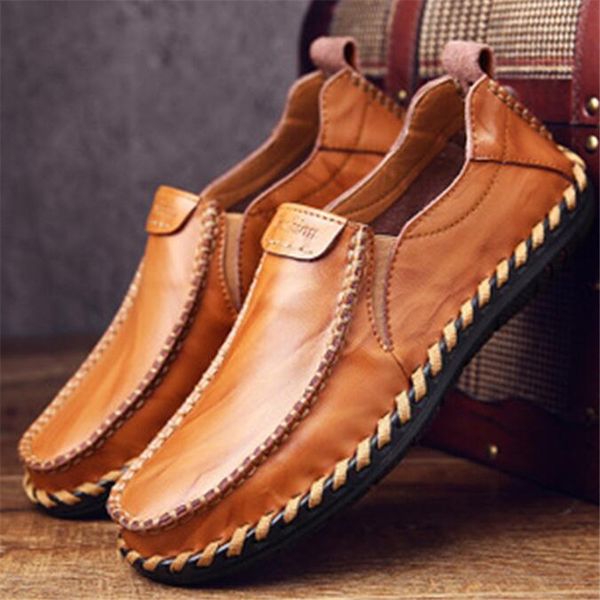 

genuine leather men flats shoes hand sewing man oxfords zapatos hombres trendy elegant male black brown moccasins