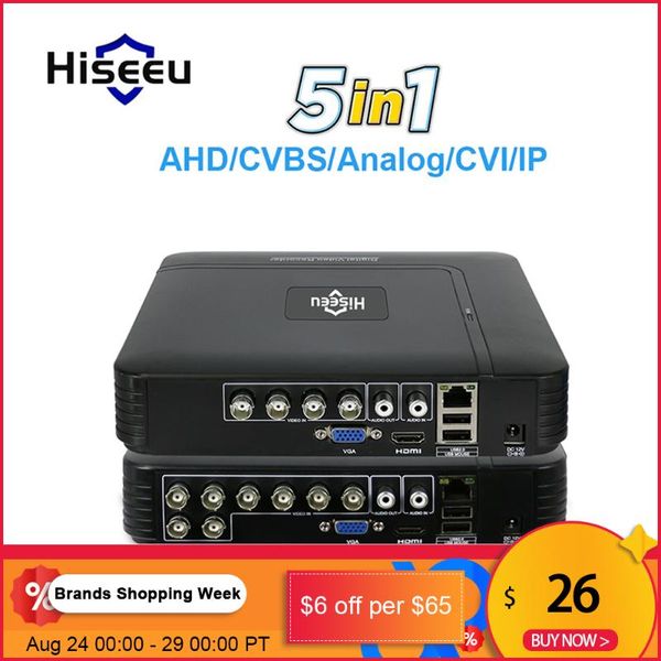 

5 in 1 cctv mini dvr tvi cvi ahd cvbs ip camera digital video recorder 4ch 8ch ahd dvr nvr cctv system p2p security hiseeu, Black;white