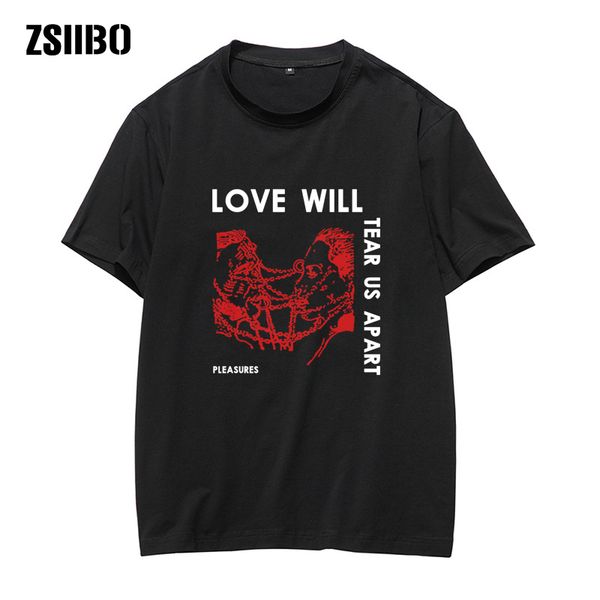 

trendy men's love will letters printed t-shirt loose short sleeves clothing funny summer hip hop streetwear o-neck
