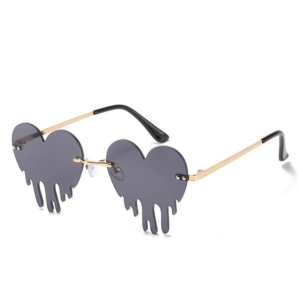 

new arrival special broken heart design tears lenses fashion women colors rimless sunglasses with metal legs wholesale, White;black