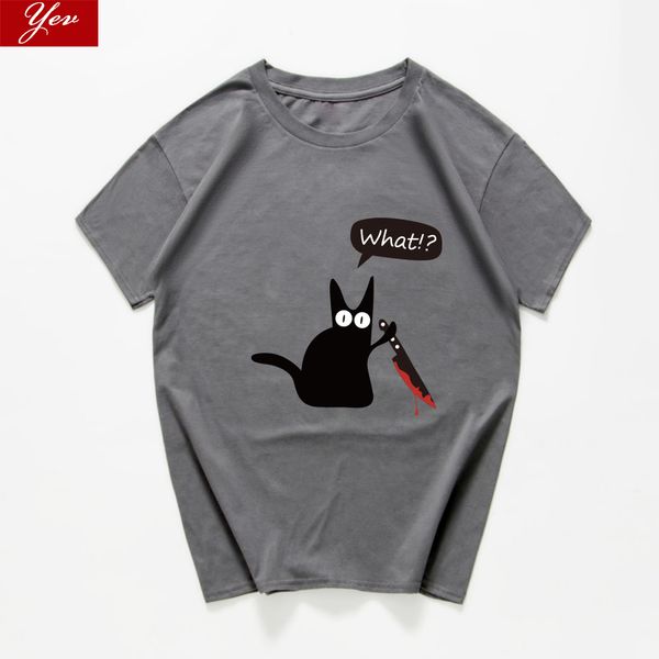 

cat what sarcastic graphic novelty funny t-shirt men murderous cat halloween anime tshirt loose streetwear cotton men clothes