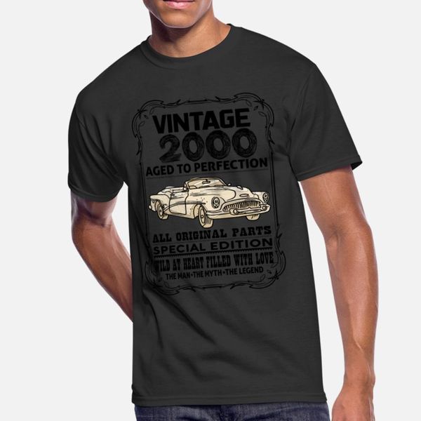 

vintage 2000 aged to perfection t shirt men create 100% cotton round collar fit cute breathable summer standard shirt