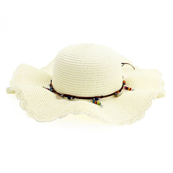 

new ladies rope decoration straw hat wave eaves ladies sun visor outdoor play beach hat sun spring summer pendant straw, Blue;gray