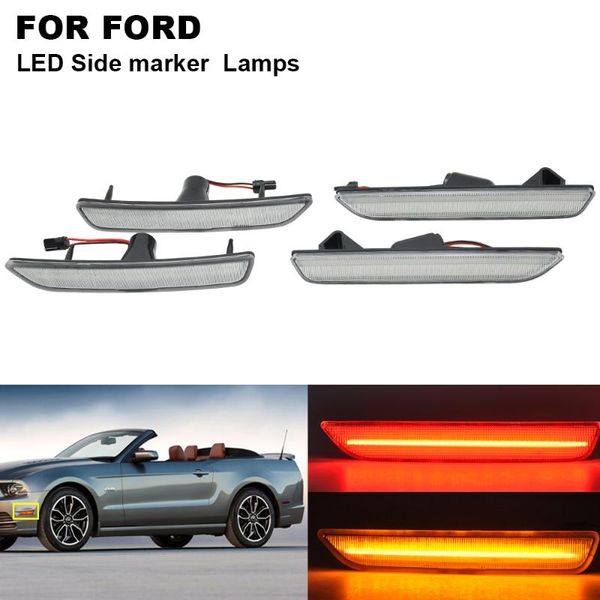 

4pcs clear front&rear led side marker lights for mustang 2010 2011 2012 2013 2014 high fender light