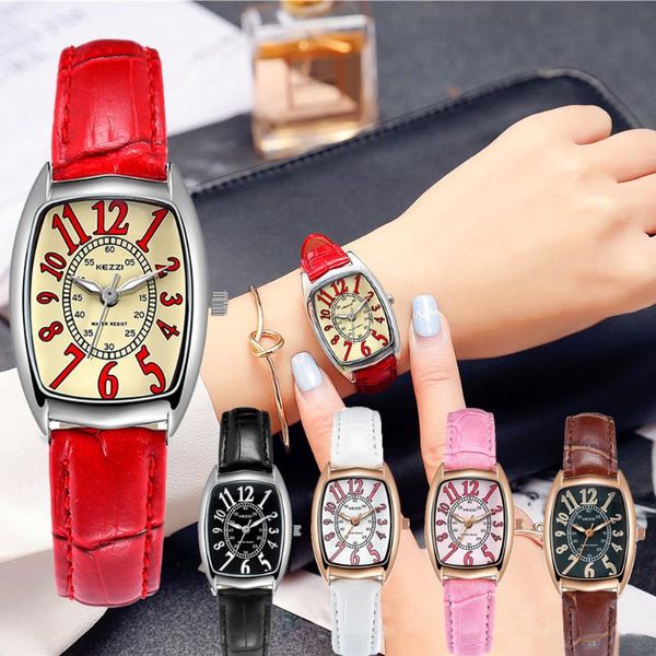 

wristwatches kezzi brand women red leather watch classic ladies small dial quartz watches clock retro waterproof wristwatch, Slivery;brown