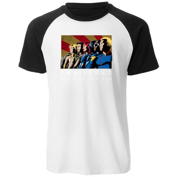 

2019 summer quality cotton raglan the boys the seven t-shirt funny superhero print t shirt casual hip hop mens tee shirt