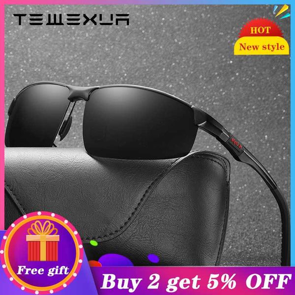 

tewexua ultralight aluminum magnesium frame polarized square sunglasses men fashion new sports style male outdoor uv 400, White;black