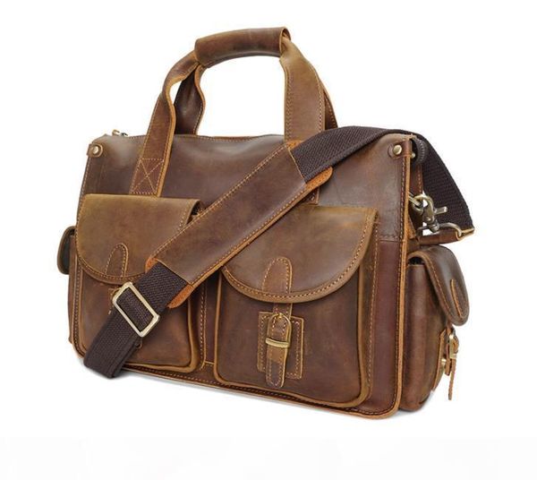 

designer-retro crazy horse leather male bag, true leather computer bag, male handbag, head layer, cowhide single shoulder bag, skew bag