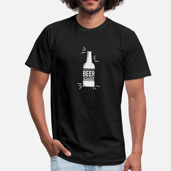 

i work until beer clock t shirt men printing short sleeve euro size s-3xl pattern gift authentic summer letter shirt