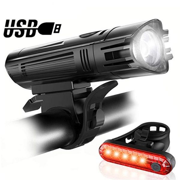 

mountain bike light set led t6 bicycle rear front light 4 modes cycling usb rechargeable headlight taillight super bright lamp