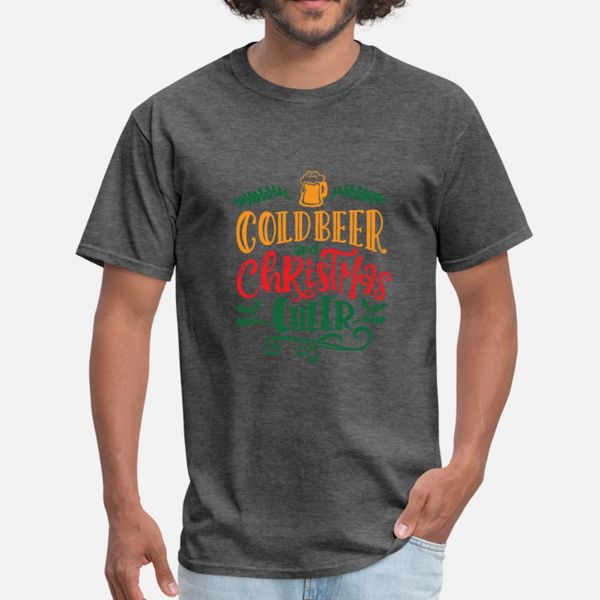 

cold beer and christmas cheer t shirt men printed cotton round collar solid color famous breathable summer style normal shirt