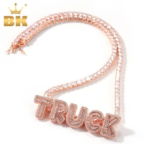 

the bling king new gold small baguette letter back clasp pendant necklace words name tennis chain16inch choker, Silver