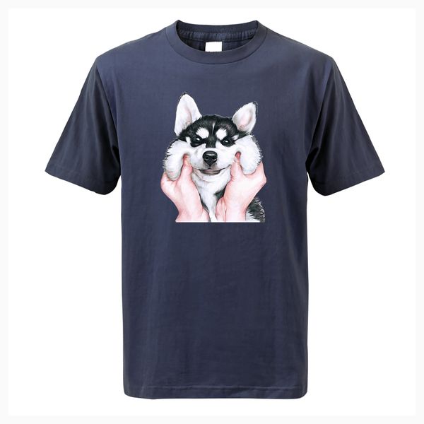 

new arrival lovely dog print husky animal men t-shirt 2019 summer style cotton comfortable loose fitness short sleeve t shirts