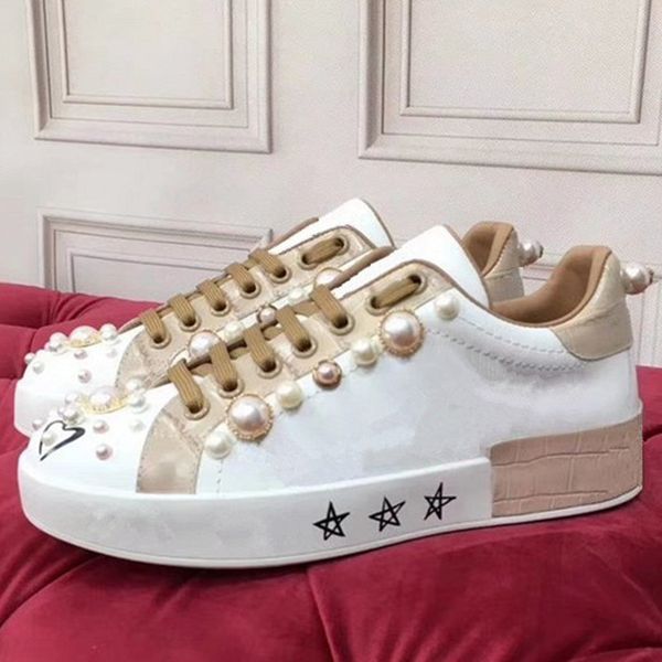 

sneakers ladies casual sneakers white shoes women graffiti flat pearl inlaid women shoes new zapatos de mujer, Black