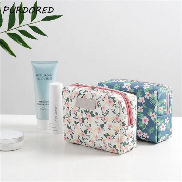 

purdored 1 pc floral pattern cosmetic bag korean style mini women makeup bag travel wash bag mini lipstick beauty caseorganizer