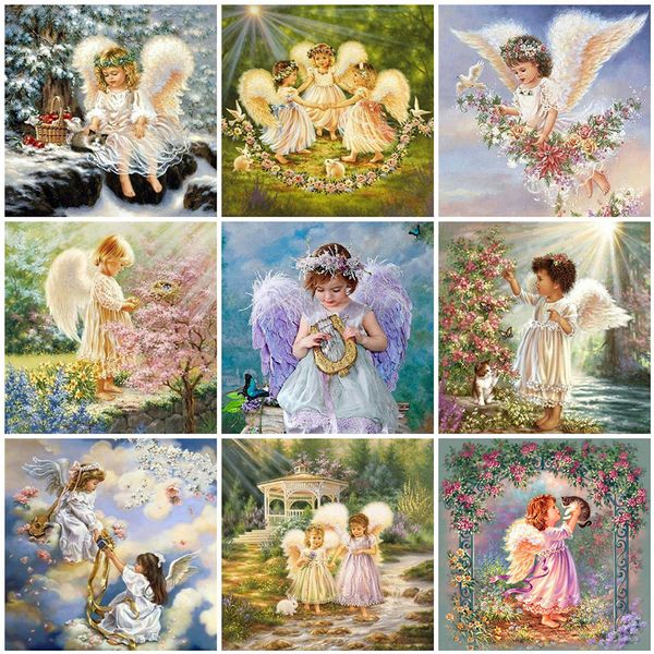 

evershine diamond painting angel cross stitch 5d diy embroidery girl rhinestone pictures mosaic full layout needlework crafts