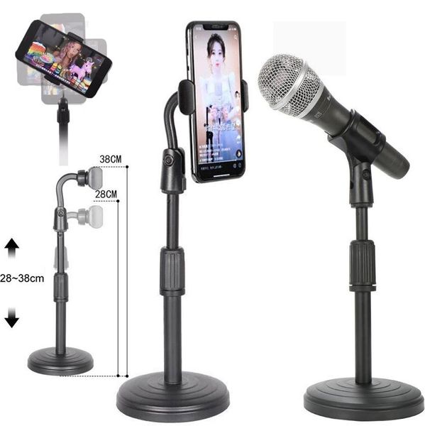 

cgjxsuniversal phone p studio selfie holder live streaming phone holders mic stand adjustable phone deskmounts stand