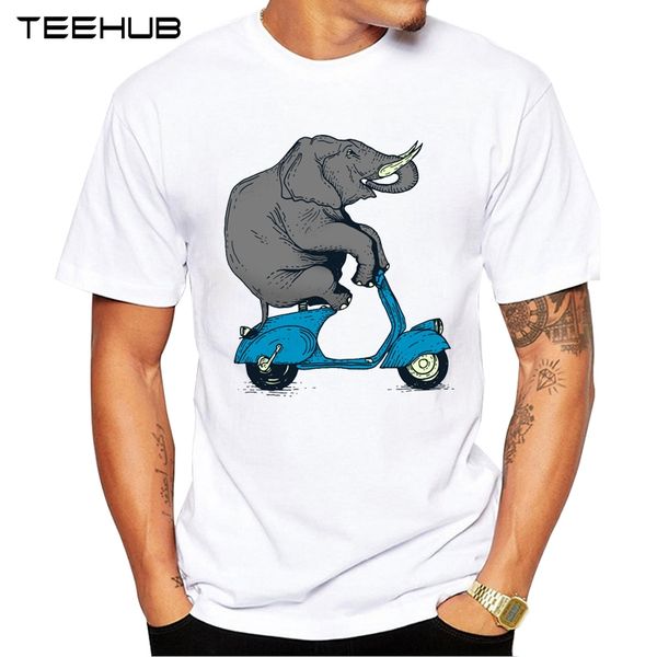 

новые поступления 2019 teehub прохладный мужская мода слон на классический мотоцикл дизайн футболки с коротким рукавом o-образным вырезом то