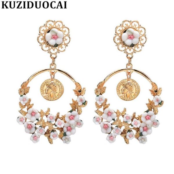 

dangle & chandelier kuziduocai fashion jewelry boho flowers big circle 6 colors statement drop earrings for women brincos aretes bijoux a-15, Silver