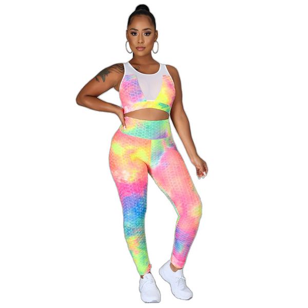 

2020 summer new cross-border amazon independent station european and american womens rainbow printing fashion casual vest suit, Black;white