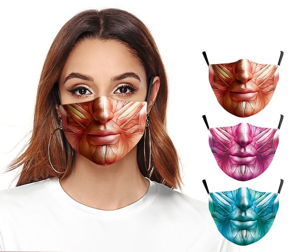 

fashion mask halloween cosplay face mask 3d digital color printing breathable dustproof and haze adjustable washable mask