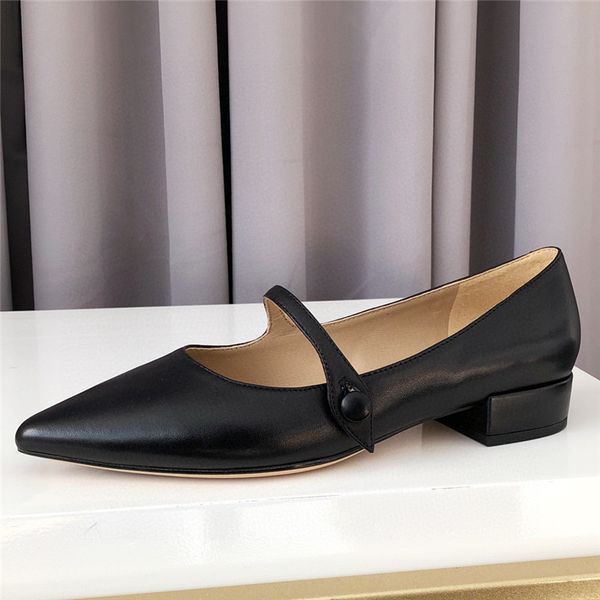 

new style goatskin women low heels shoes 59, Black