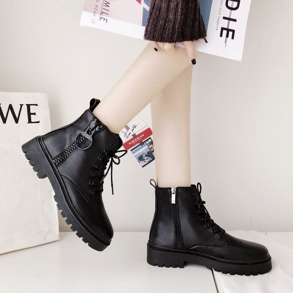 

2020 winter women boots casual short boots round toe knight shoes, Black