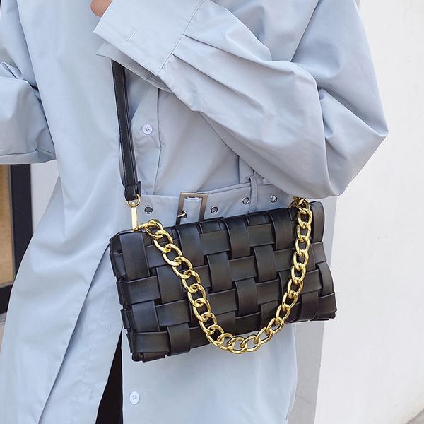 

2020 weave design small leather crossbody bags for women fashion chain shoulder messenger bags female luxury handbags and purses