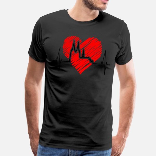 

cologne skyline heartbeat kÃ¶ln fan heart cathedral t shirt men character cotton round neck solid color anti-wrinkle new fashion shirt