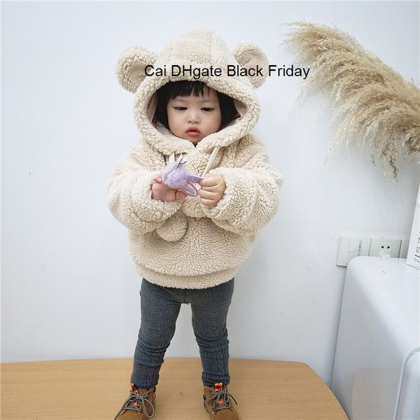 

spring autumn baby clothes kids pullovers sweaters children's hooded lamb coat infant boys girls cute velvet outwear girls coat