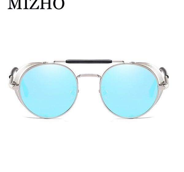 

mizho men uv protection polarized sunglasses women round gradient metal frame punk sun glasses retro coating eyewear man02, White;black