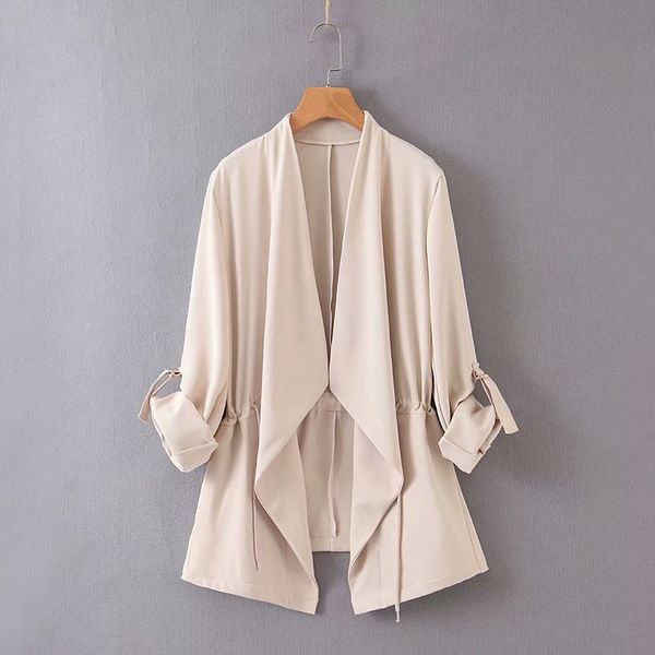 

women's windbreaker autumn new fashion belt jacket classical style beige outerwear casual elements size : s, Black;brown