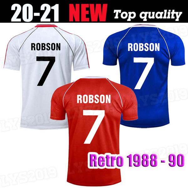 

1988 1989 1990 man soccer jersey maillot utd 88 89 90 7# robson home away third united retro football shirt classic vintage camiseta futbol, Black;yellow