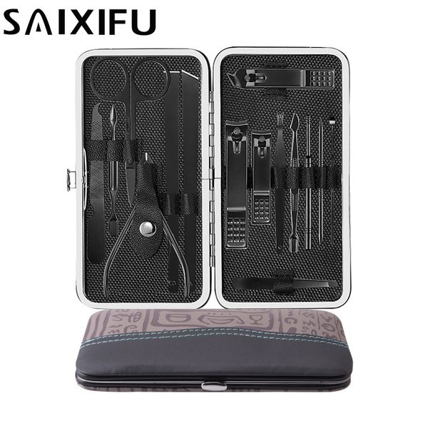 

15pcs/set stainless steel nail clipper kit professional pedicure scissors tweezer ear pick manicure set nail art tools bt19