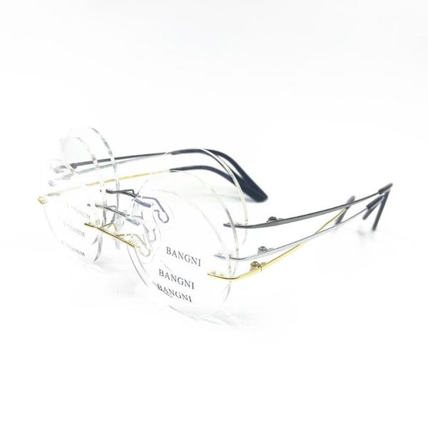 

pure titanium vintage round rimless flexible steve jobs eyeglass frames myopia men women glasses spectacles rx able, Black