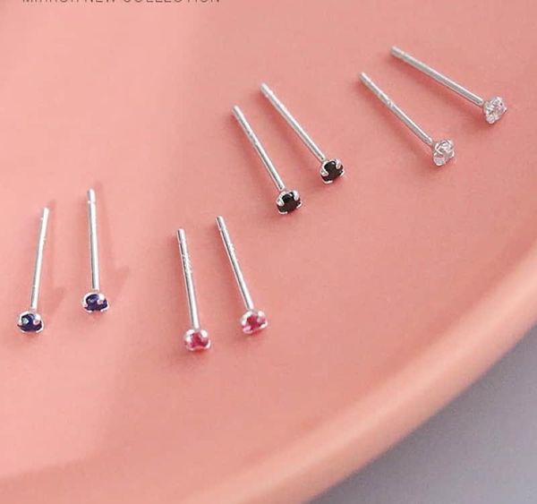 

new arrival 925 sterling silver natural original handmade fine jewelry cute min round fashion stud earrings for women01, Golden;silver