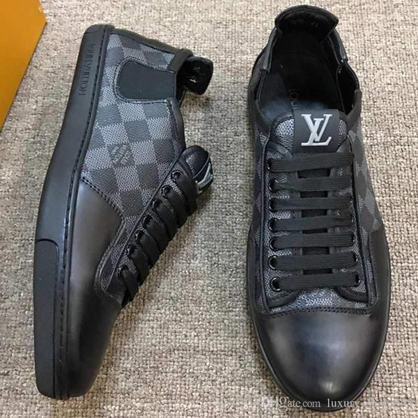 

aa new arrival casaul leather rivoli sneakers fashion patchwork plaid flat shoes 2019 mens classic trendy luxury designer shoes with box