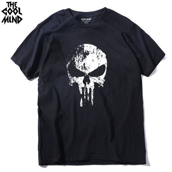 

coolmind pu0312a 100% cotton short sleeve punisher print men t shirt casual cool men t-shirt fashion summer tshirt pthd