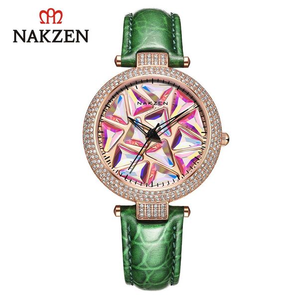 

luxury watch ladies fashion waterproof 360 ° rotating quartz watch ladies multifunctional rhinestone dress wild temperament watch hands 4228, Slivery;brown