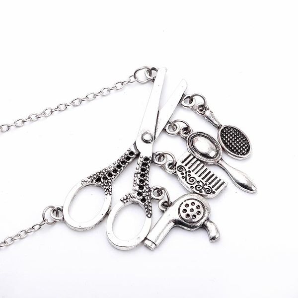 

2020 new design trendy lover's wash cut blow&blower haridressing style mathidaleo pendant classic necklace, Silver