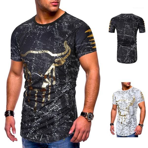 

мужчины конструктор животных печать футболки мода natural color tees casual короткий рукав crew neck тройники мужская одежда, White;black