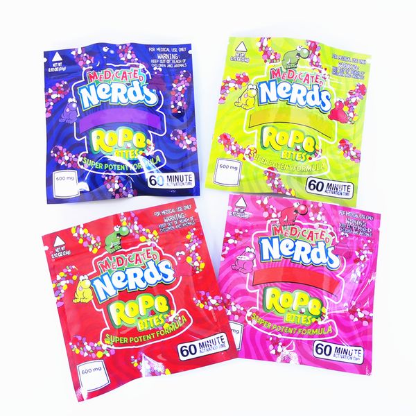 

empty medicated nerds rope packing bags 4 styles option polyester foil food package 600mg nerdsrope gummy mylar bag smell proof
