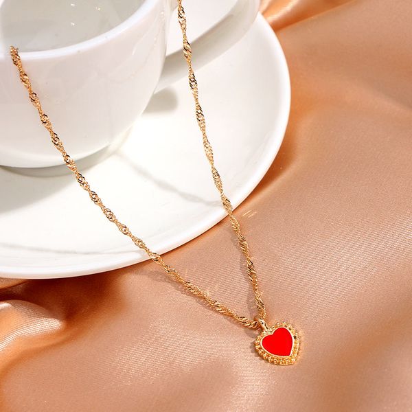 

just feel new fashion heart-shaped pendant necklace for women gold color exquisite twisted chain necklace jewelry party gift, Silver