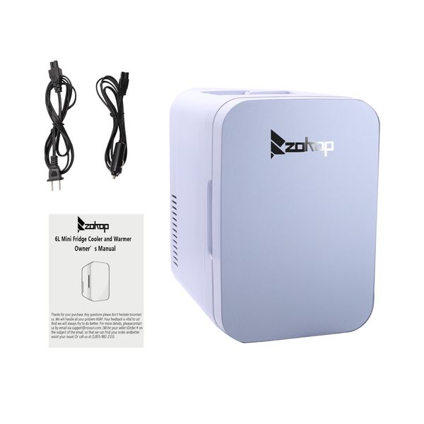 

zokop mini portable 6l 8 can mini fridge cooler/warmer home office car white ing