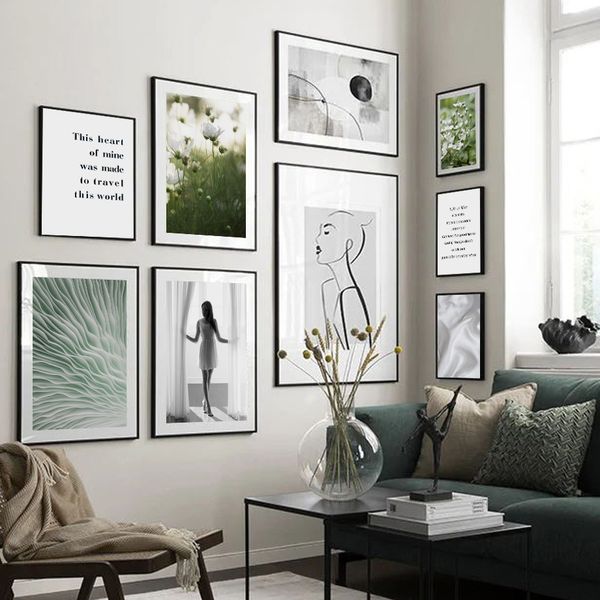 

flower plant woman abstract line quotes nordic posters and prints wall art canvas painting wall pictures for living room decor