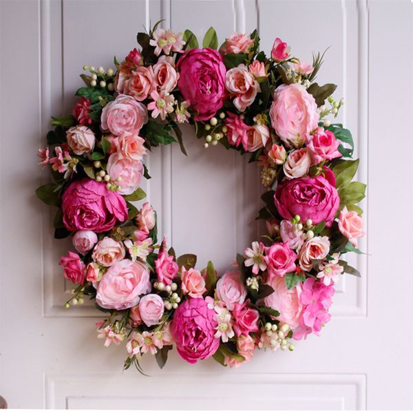 

hand-made diy christmas 45cm door shipping decoration european flowers hanging wall decorations wreaths handmade cuxqo, Brown;gray